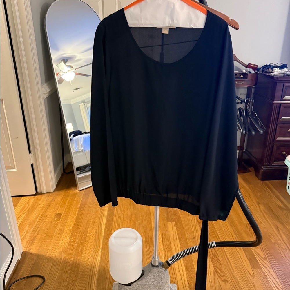 Michael Kors Navy Sheer Blouse